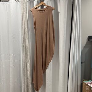 Missguided+ Maternity Asymmetrical Ruched Sleeveless Dress in Tan Size 14